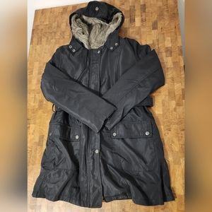 ❄️🌡❄️Winter Coat Girls Large, Lined, Black, zip out liner with belt, hooded❄️🌡